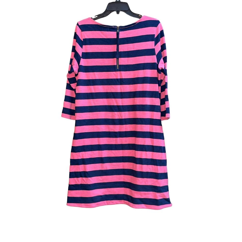 Hatley L Coral/Navy Striped Preppy Long Sleeved Jersey Knit Shirt Dress - Picture 3 of 5